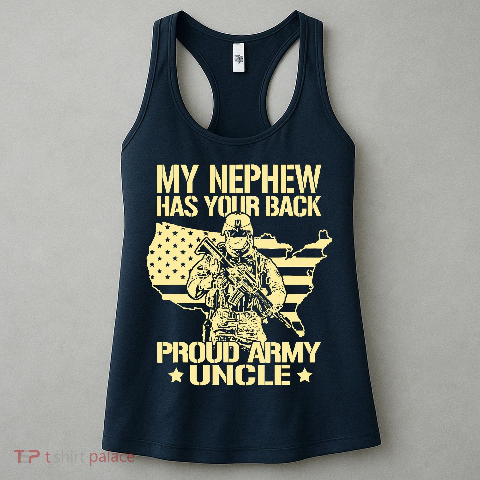 My Nephew Has Your Back Proud Army Uncle Military Family Women's Tank Top