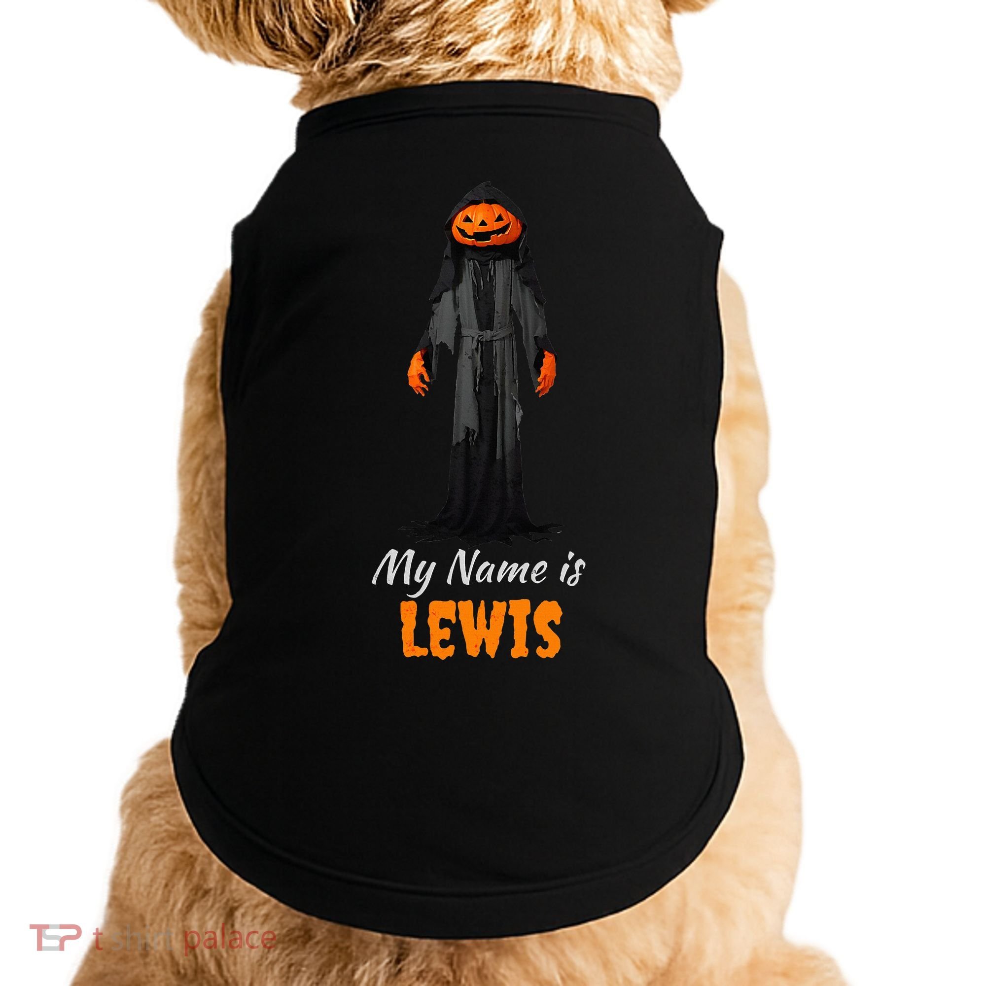 My Name Is Lewis Jack O Lantern Pumpkin Man Doggie Tank