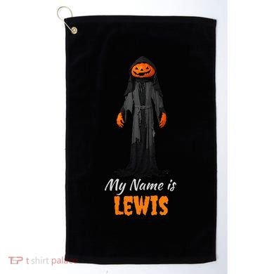 My Name Is Lewis Jack O Lantern Pumpkin Man Golf Towel