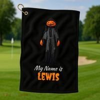 My Name Is Lewis Jack O Lantern Pumpkin Man Golf Towel thumb 1