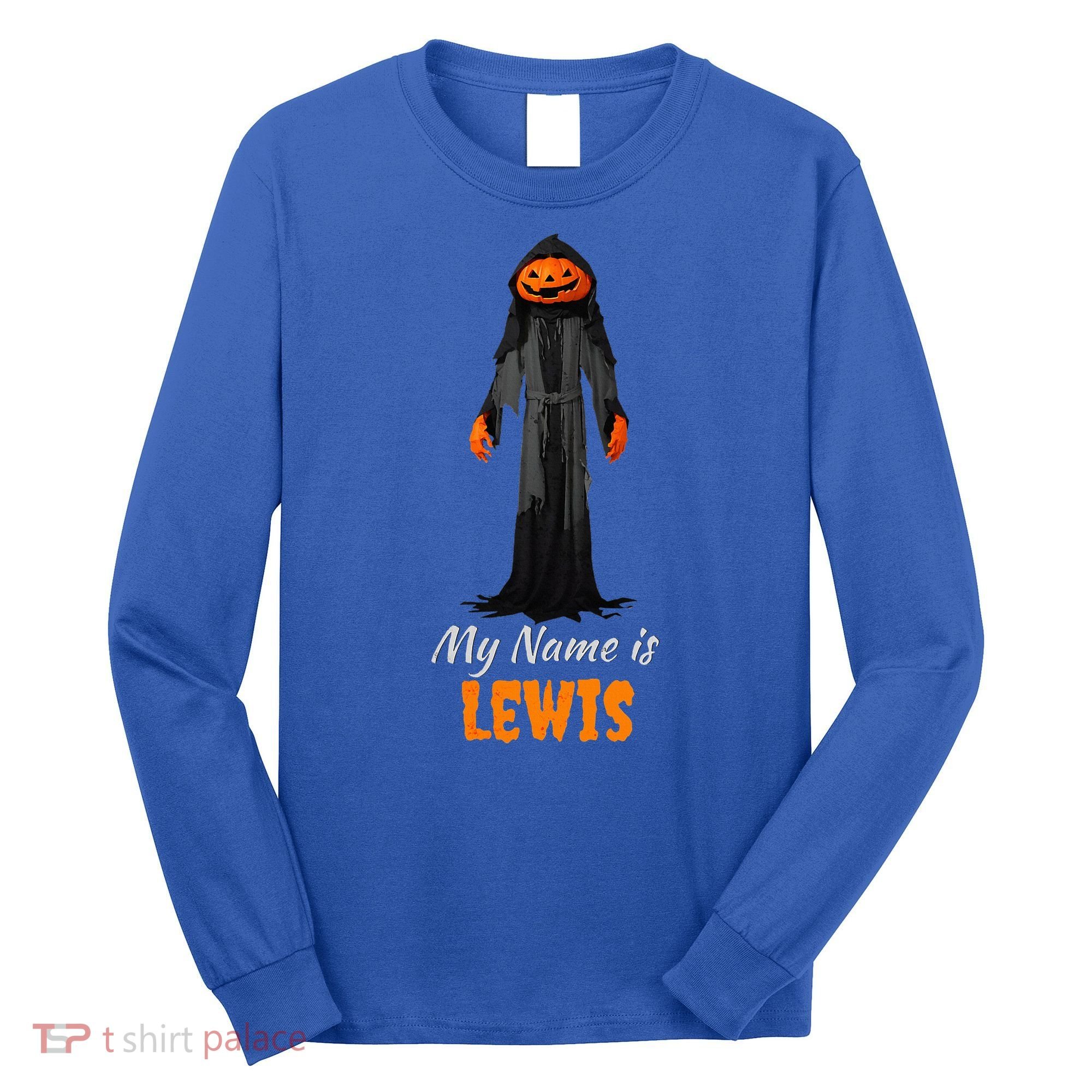 My Name Is Lewis Jack O Lantern Pumpkin Man Long Sleeve Shirt