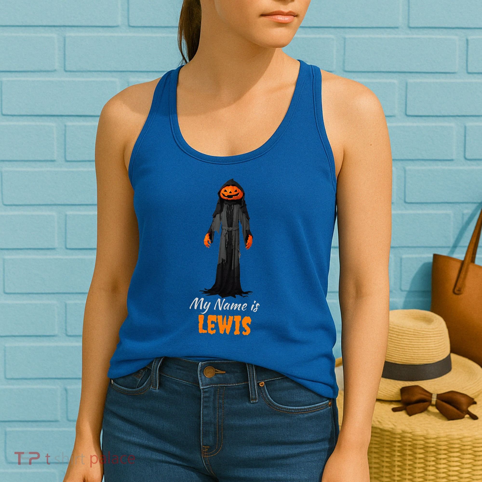 My Name Is Lewis Jack O Lantern Pumpkin Man Women's Tank Top