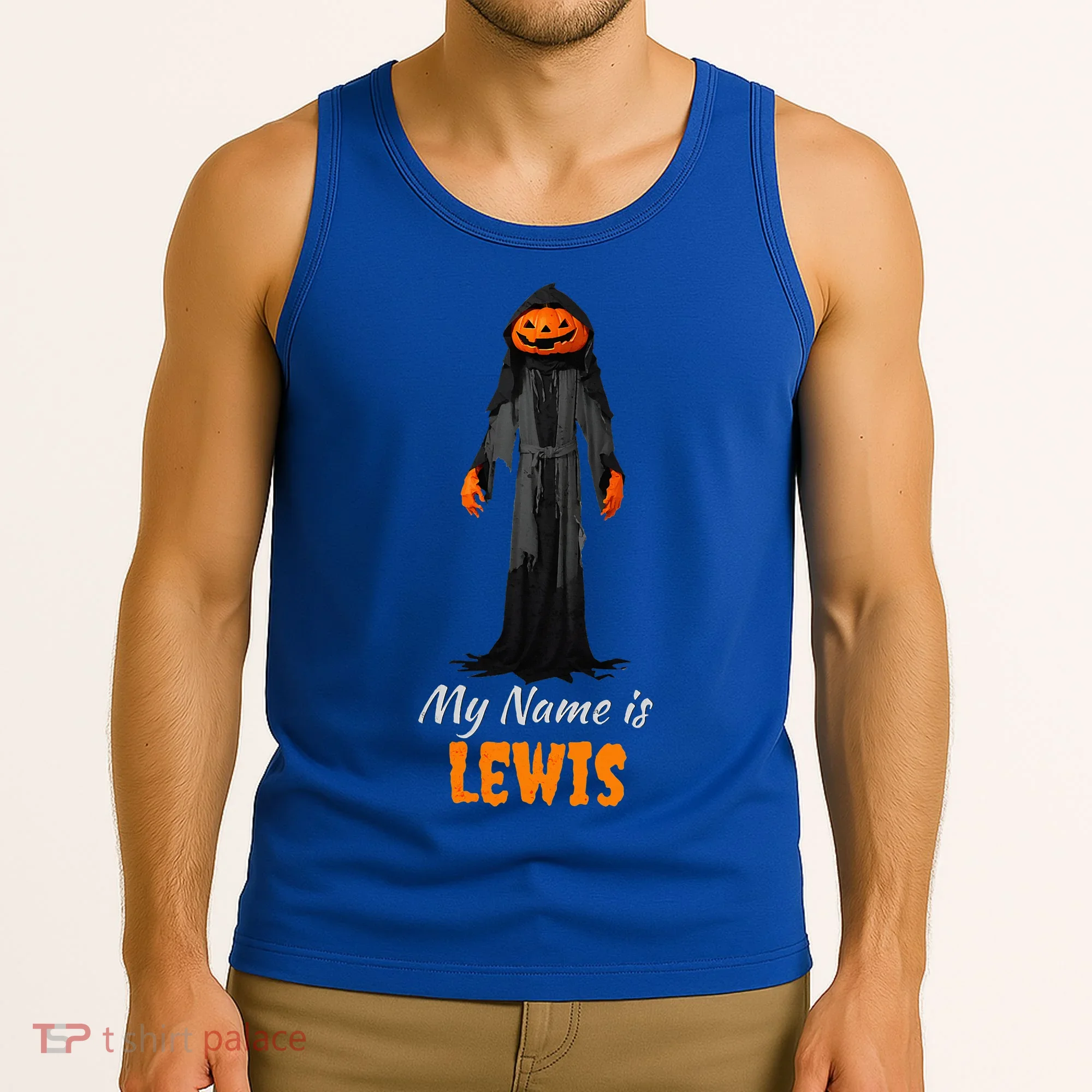 My Name Is Lewis Jack O Lantern Pumpkin Man Tank Top