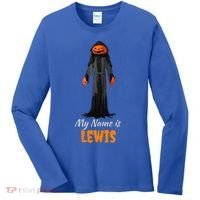 My Name Is Lewis Jack O Lantern Pumpkin Man Women's Long Sleeve Shirt thumb 0