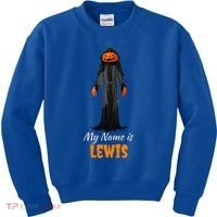 My Name Is Lewis Jack O Lantern Pumpkin Man Kids Sweatshirt thumb 0
