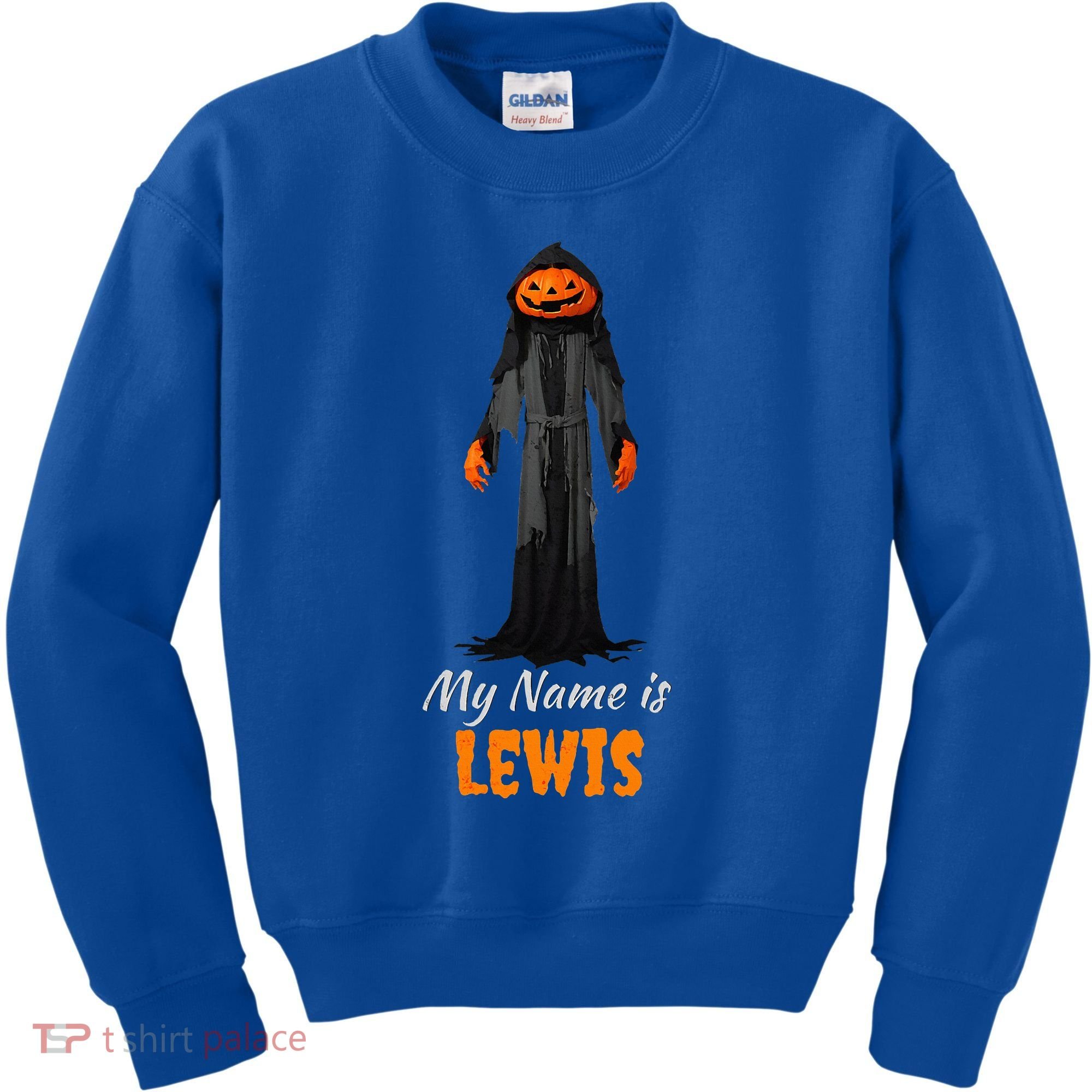 My Name Is Lewis Jack O Lantern Pumpkin Man Kids Sweatshirt