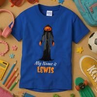 My Name Is Lewis Jack O Lantern Pumpkin Man Kids T-Shirt thumb 3