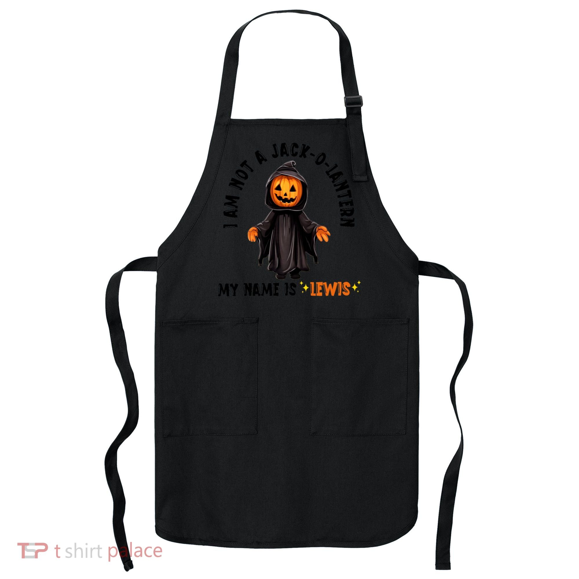 My Name Is Lewis Jack O Lantern Pumpkin Man Funny Lewis Apron