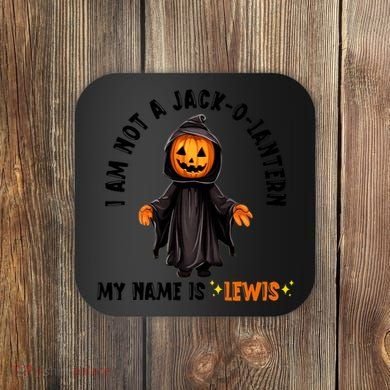 My Name Is Lewis Jack O Lantern Pumpkin Man Funny Lewis Coaster