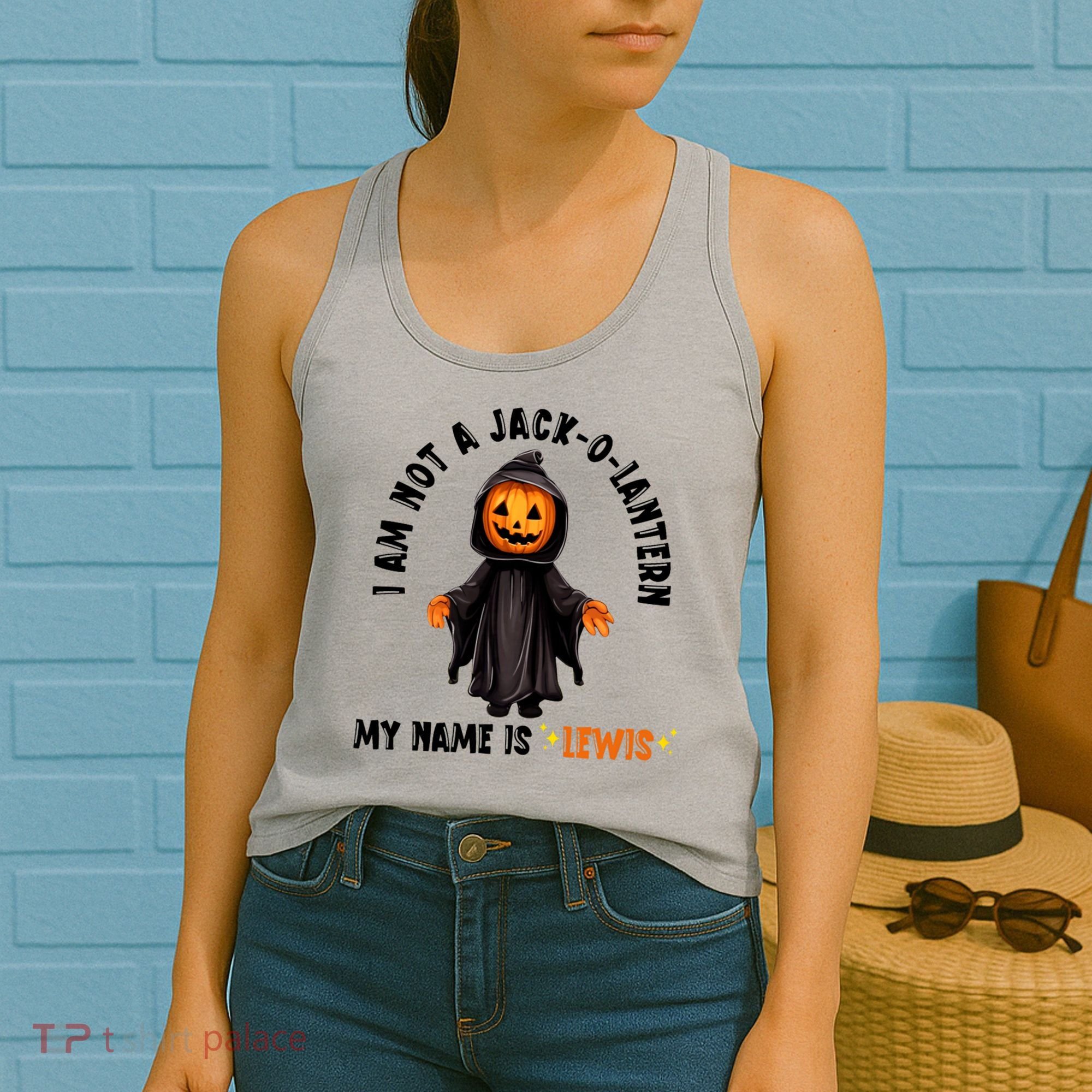 My Name Is Lewis Jack O Lantern Pumpkin Man Funny Lewis Women's Tank Top