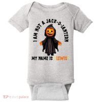 My Name Is Lewis Jack O Lantern Pumpkin Man Funny Lewis Baby Bodysuit thumb 0