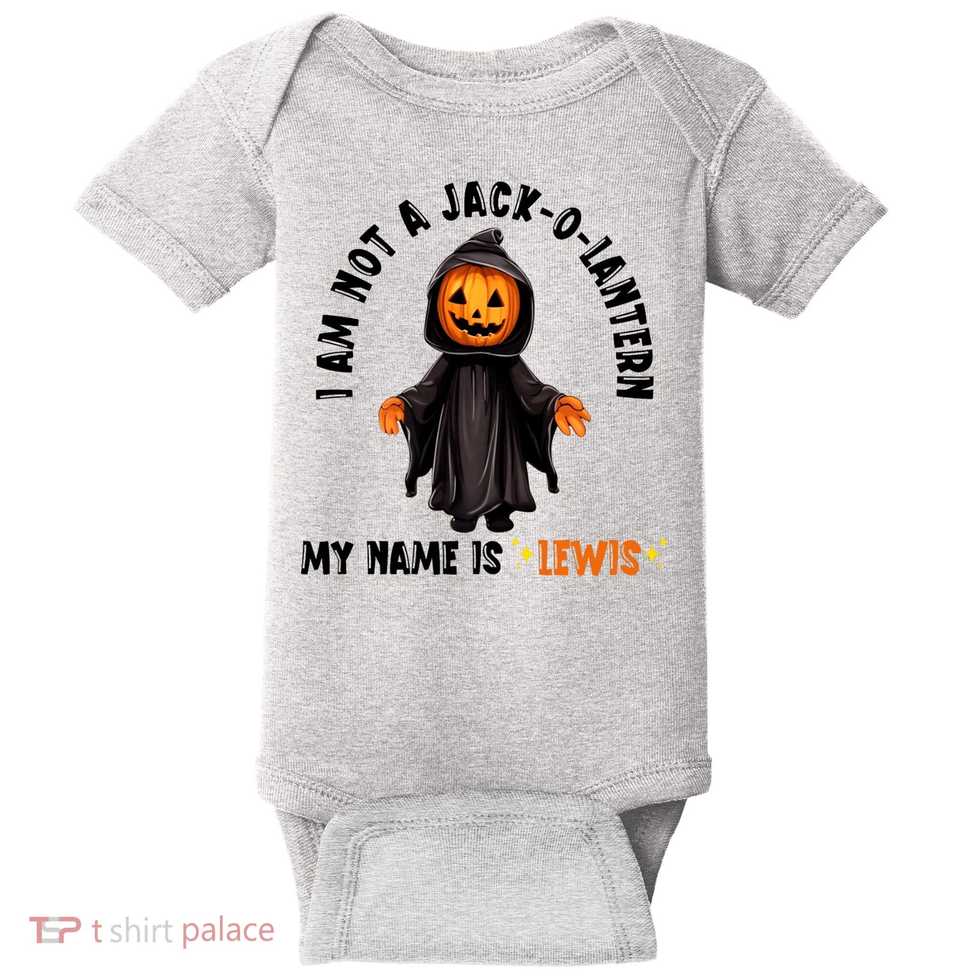 My Name Is Lewis Jack O Lantern Pumpkin Man Funny Lewis Baby Bodysuit