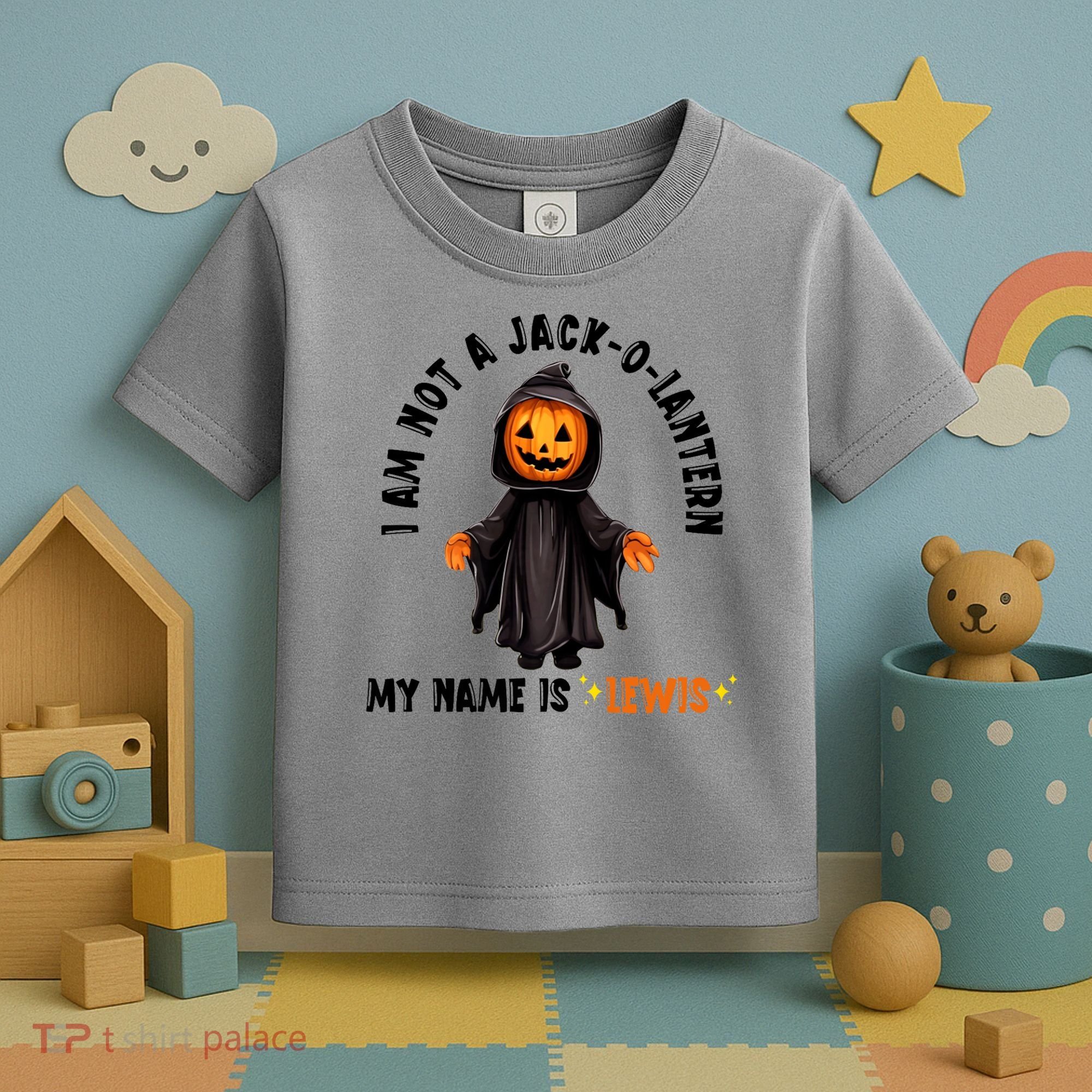 My Name Is Lewis Jack O Lantern Pumpkin Man Funny Lewis Toddler T-Shirt