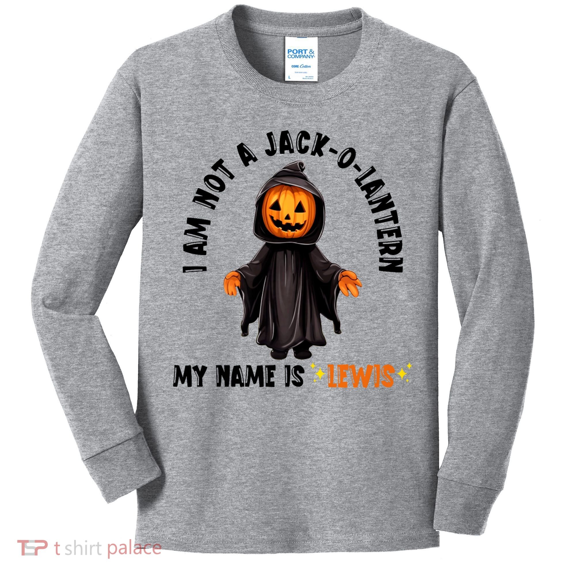 My Name Is Lewis Jack O Lantern Pumpkin Man Funny Lewis Kids Long Sleeve Shirt