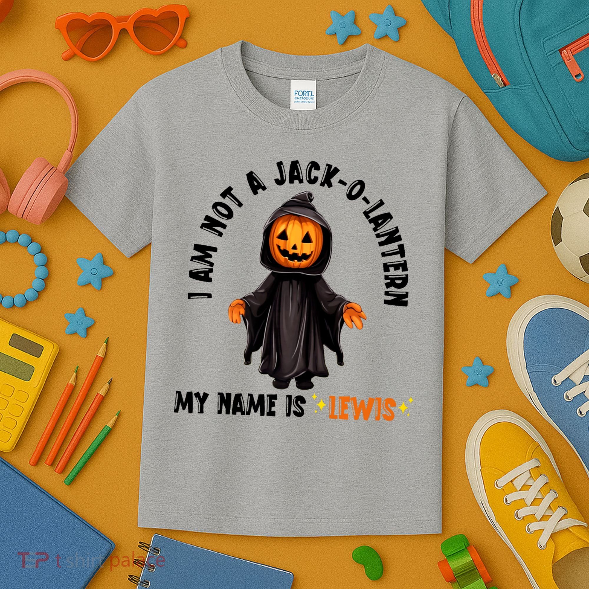 My Name Is Lewis Jack O Lantern Pumpkin Man Funny Lewis Kids T-Shirt