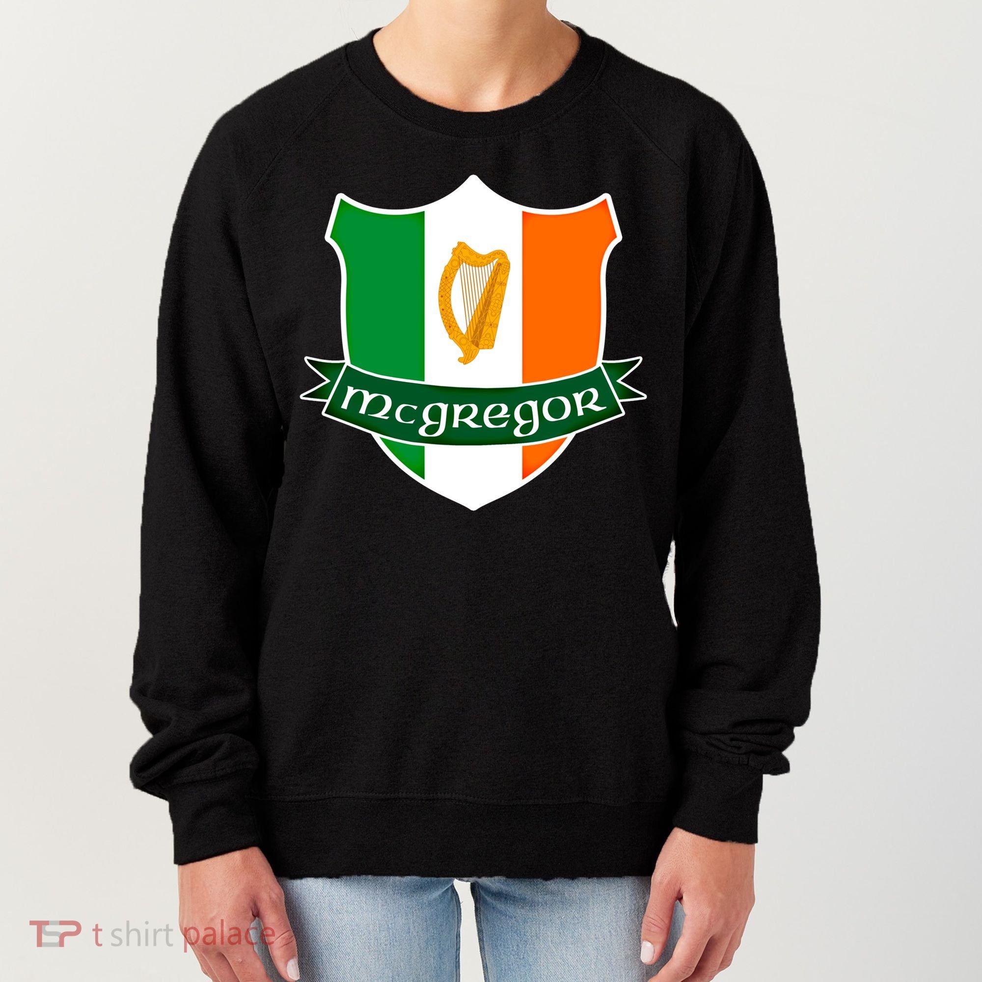 Mcgregor Name Irish Gift Irish Flag Harp Crest Women's Sweatshirt