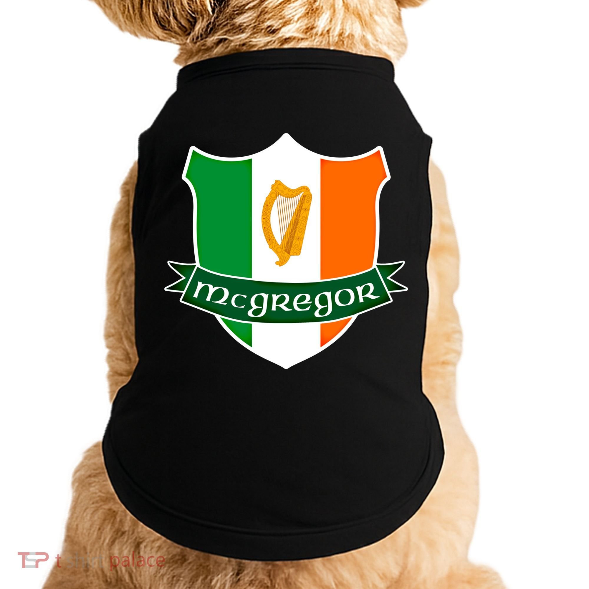 Mcgregor Name Irish Gift Irish Flag Harp Crest Doggie Tank