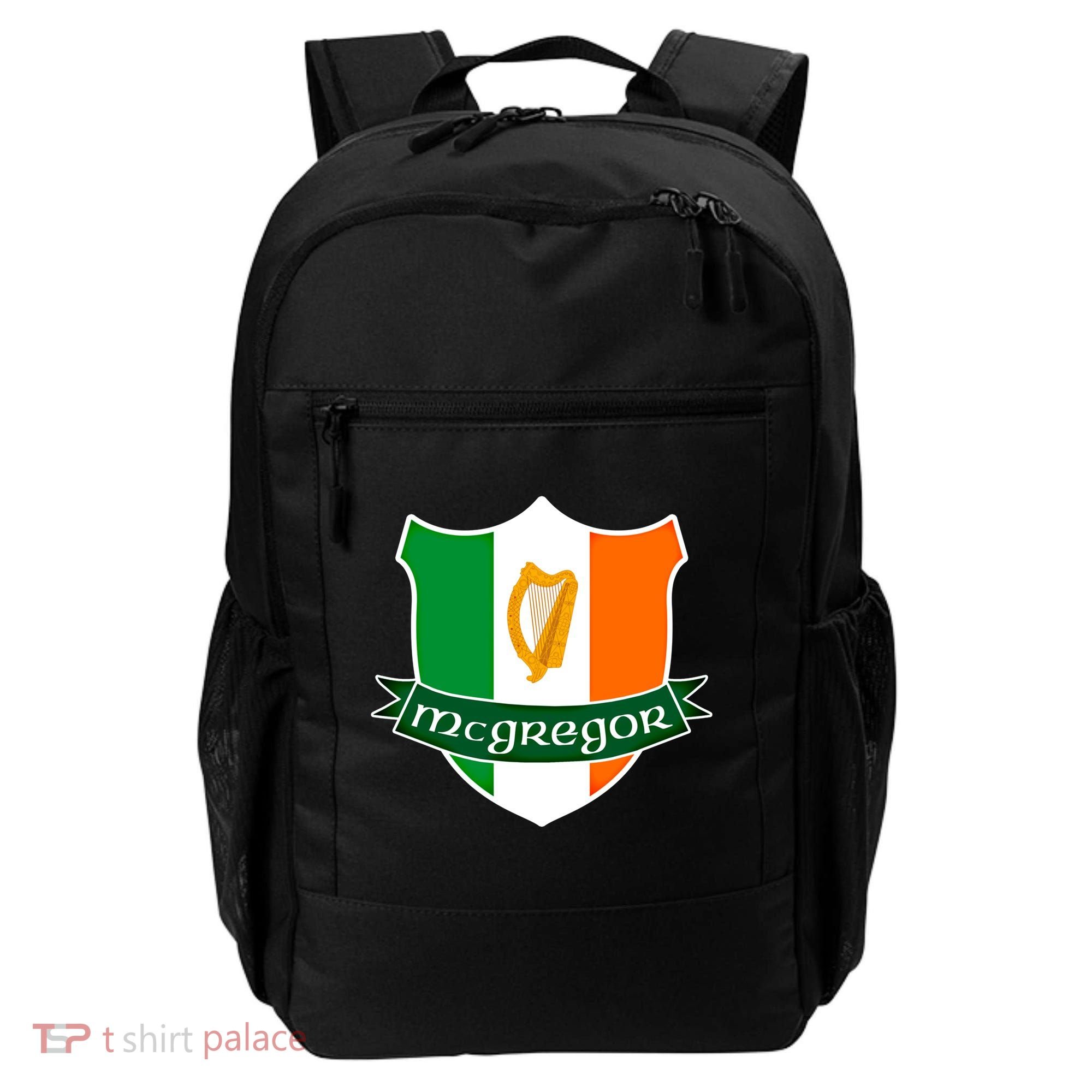 Mcgregor Name Irish Gift Irish Flag Harp Crest Backpack