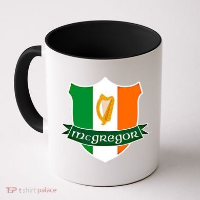 Mcgregor Name Irish Gift Irish Flag Harp Crest Coffee Mug