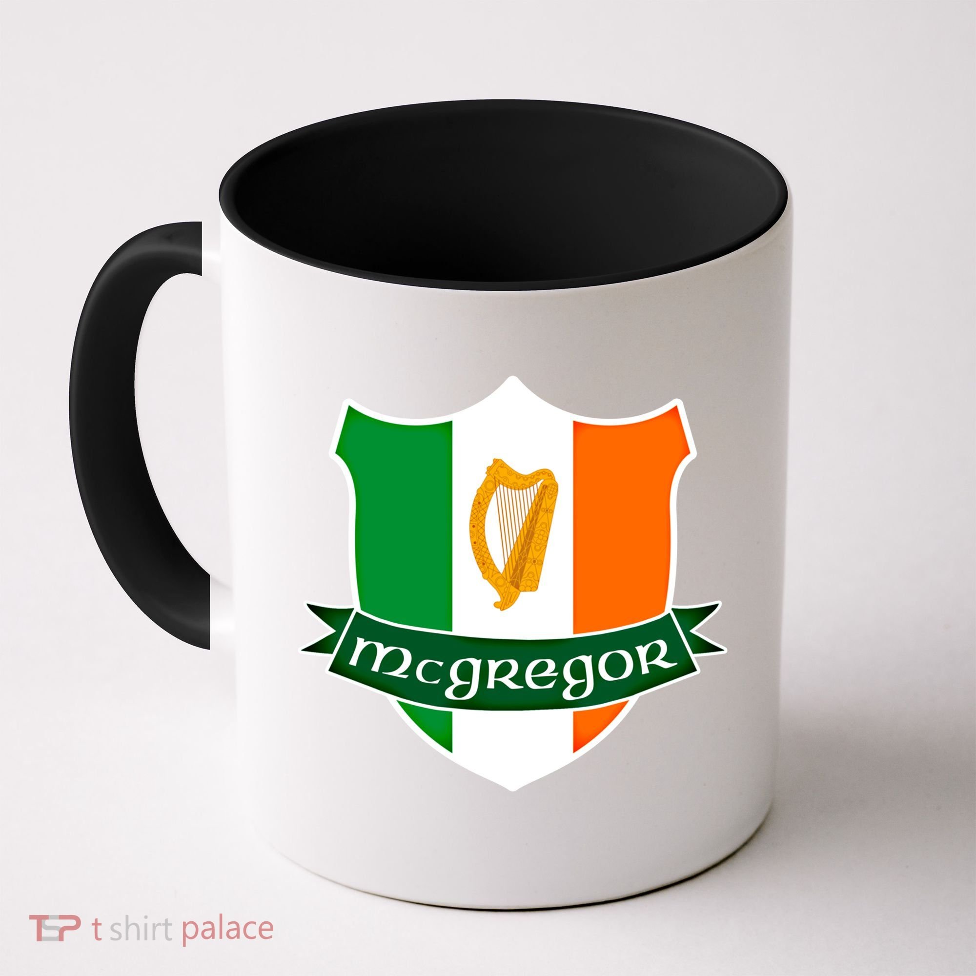 Mcgregor Name Irish Gift Irish Flag Harp Crest Coffee Mug