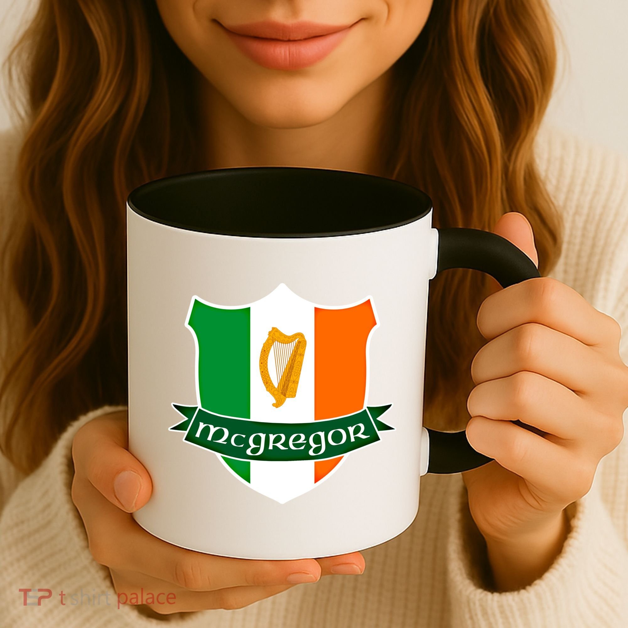 Mcgregor Name Irish Gift Irish Flag Harp Crest Coffee Mug