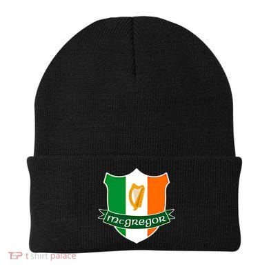 Mcgregor Name Irish Gift Irish Flag Harp Crest Beanie