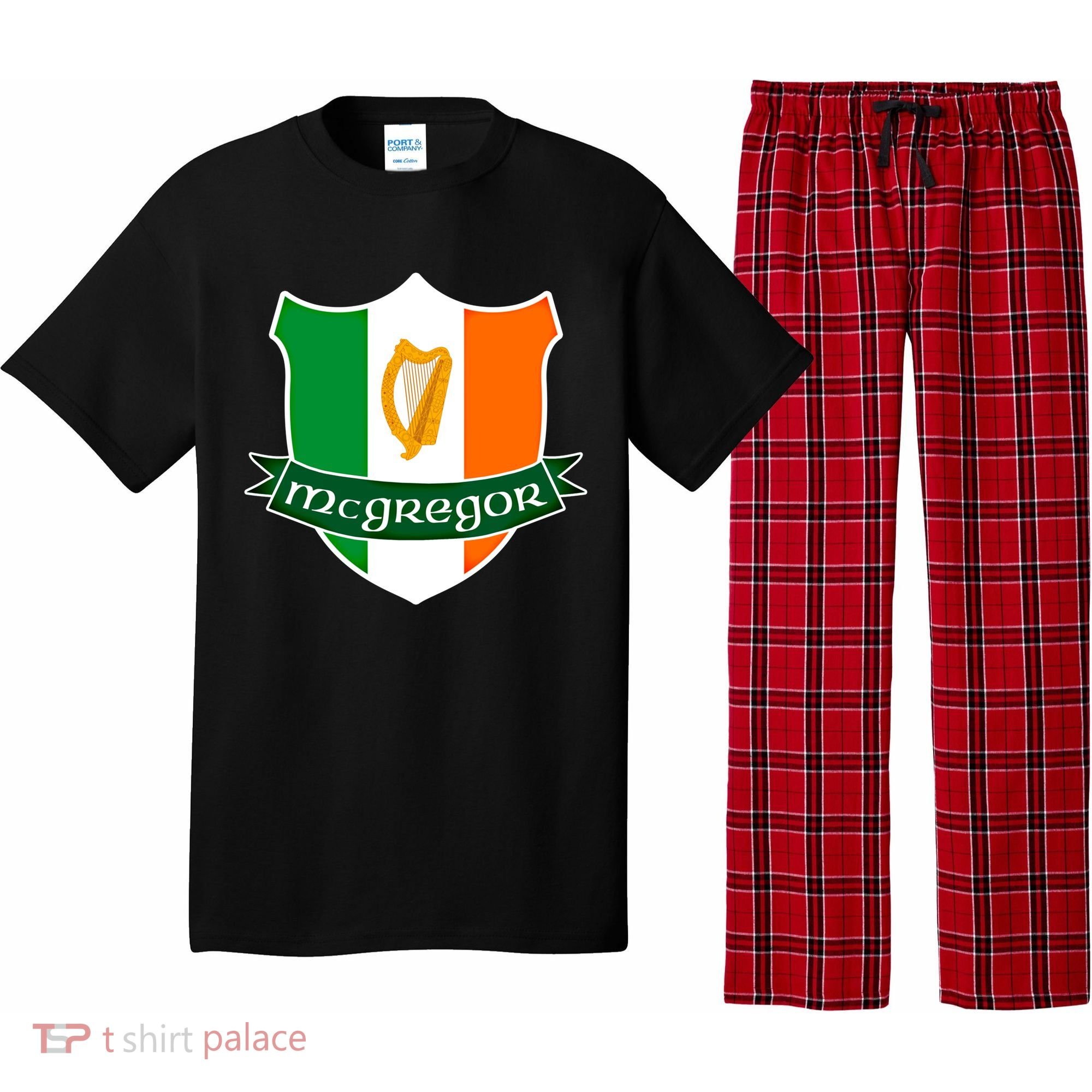 Mcgregor Name Irish Gift Irish Flag Harp Crest Pajama Set