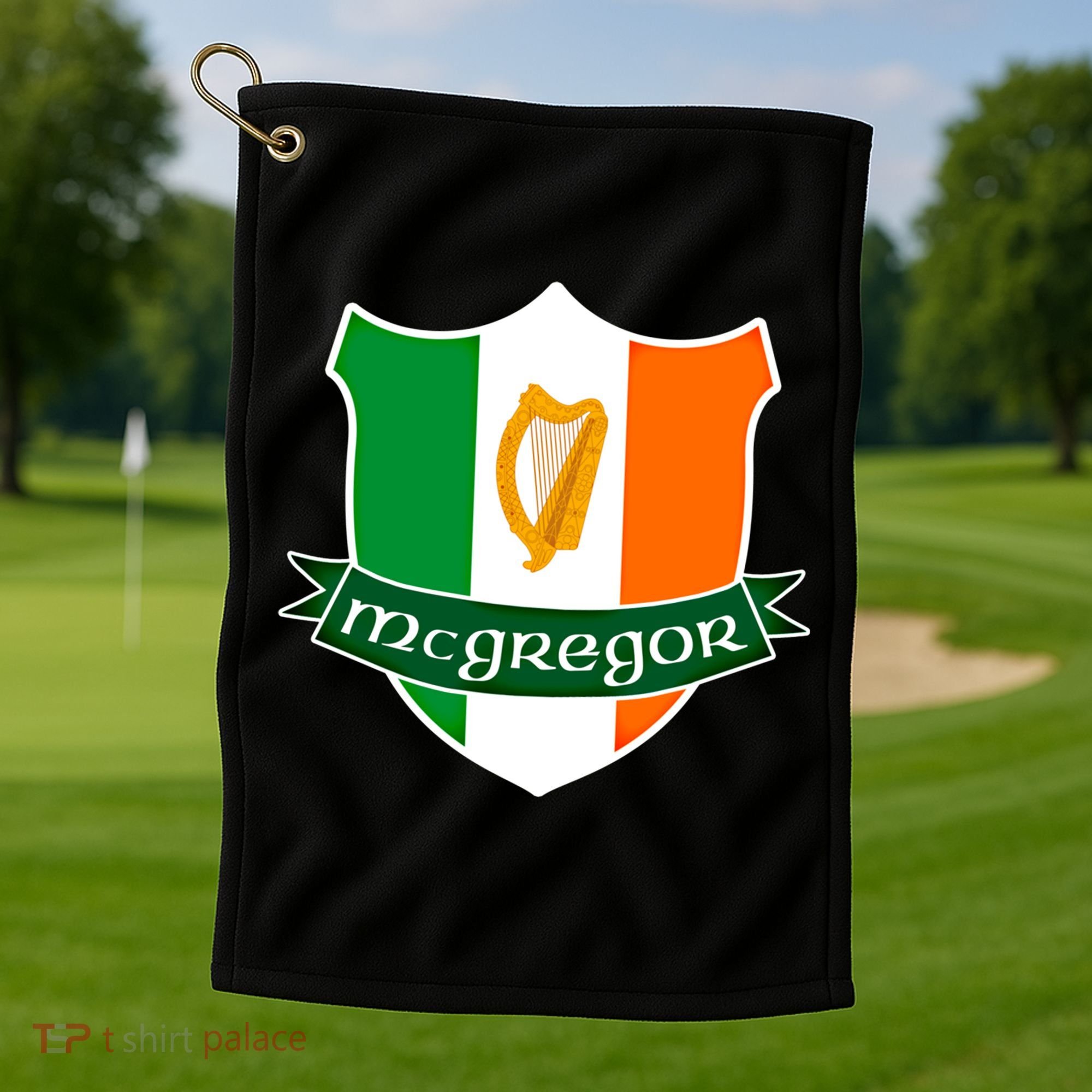 Mcgregor Name Irish Gift Irish Flag Harp Crest Golf Towel
