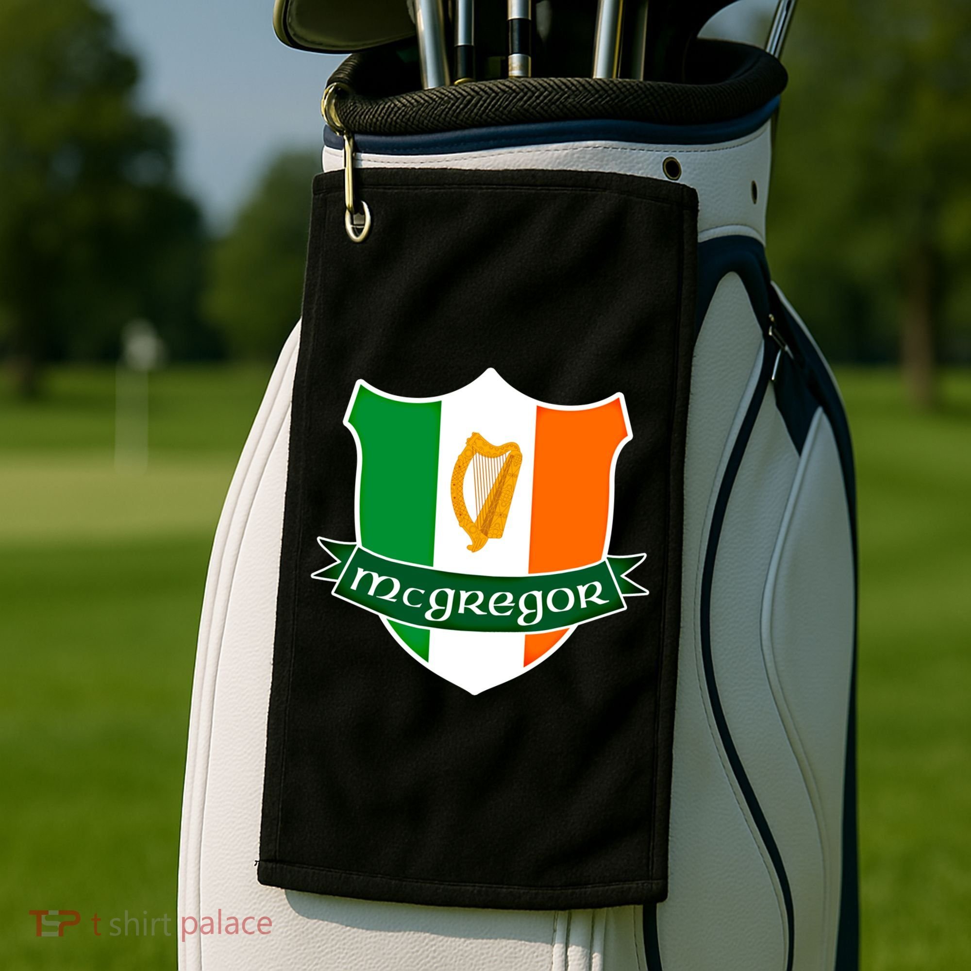 Mcgregor Name Irish Gift Irish Flag Harp Crest Golf Towel