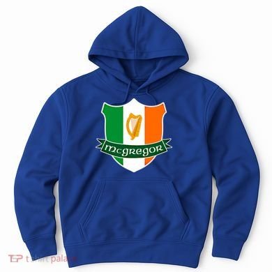 Mcgregor Name Irish Gift Irish Flag Harp Crest Hoodie