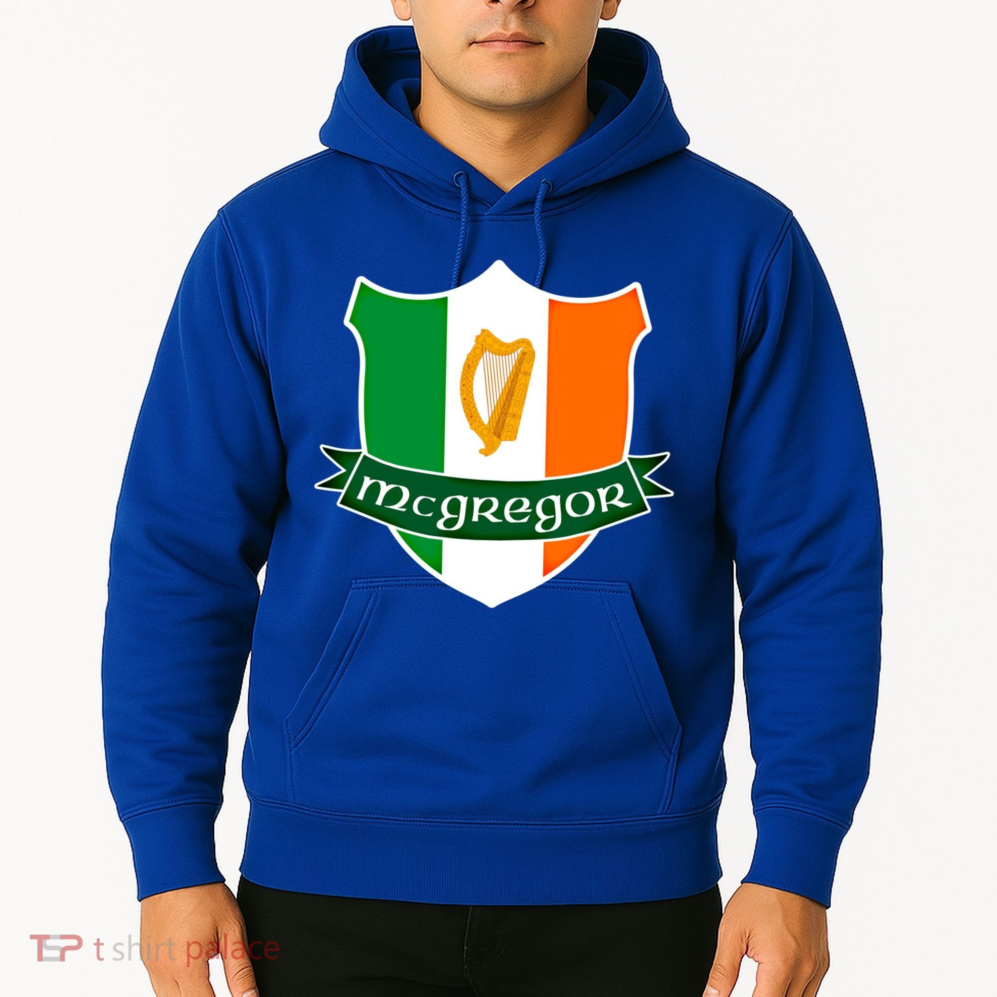 Mcgregor Name Irish Gift Irish Flag Harp Crest Hoodie
