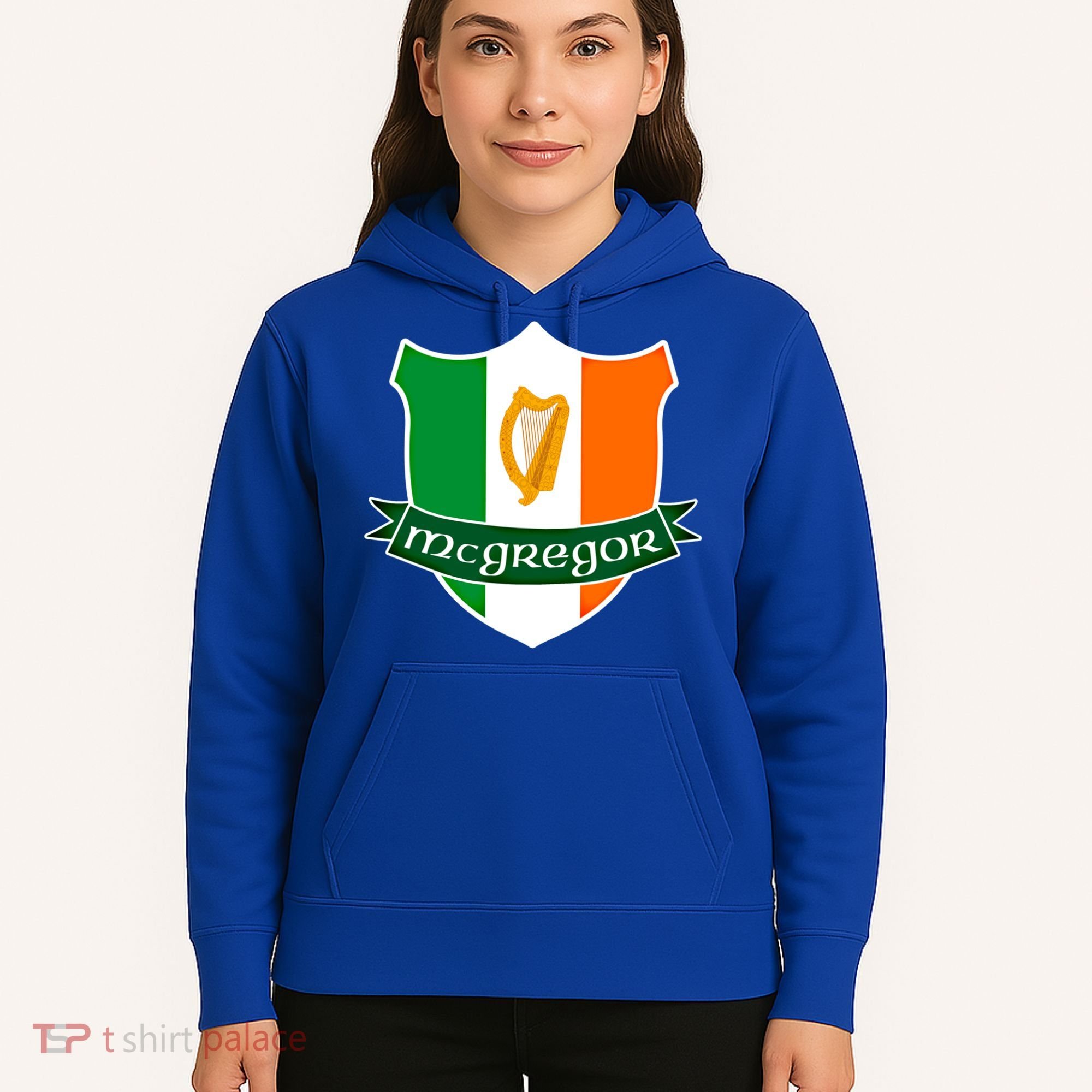 Mcgregor Name Irish Gift Irish Flag Harp Crest Hoodie