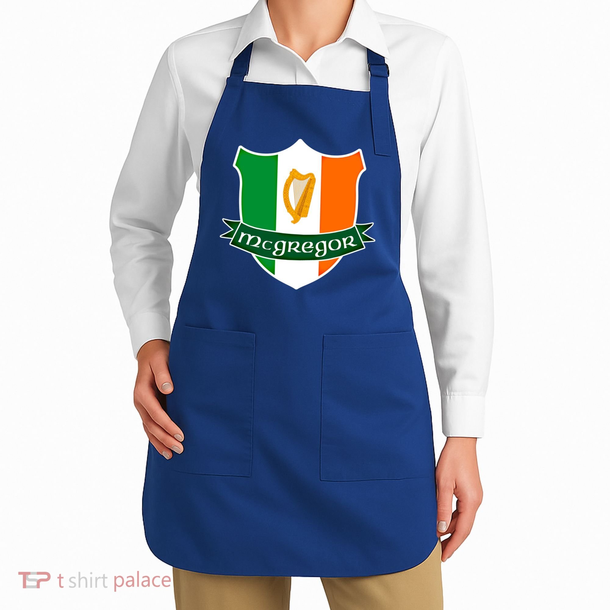Mcgregor Name Irish Gift Irish Flag Harp Crest Apron