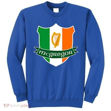 Mcgregor Name Irish Gift Irish Flag Harp Crest Sweatshirt