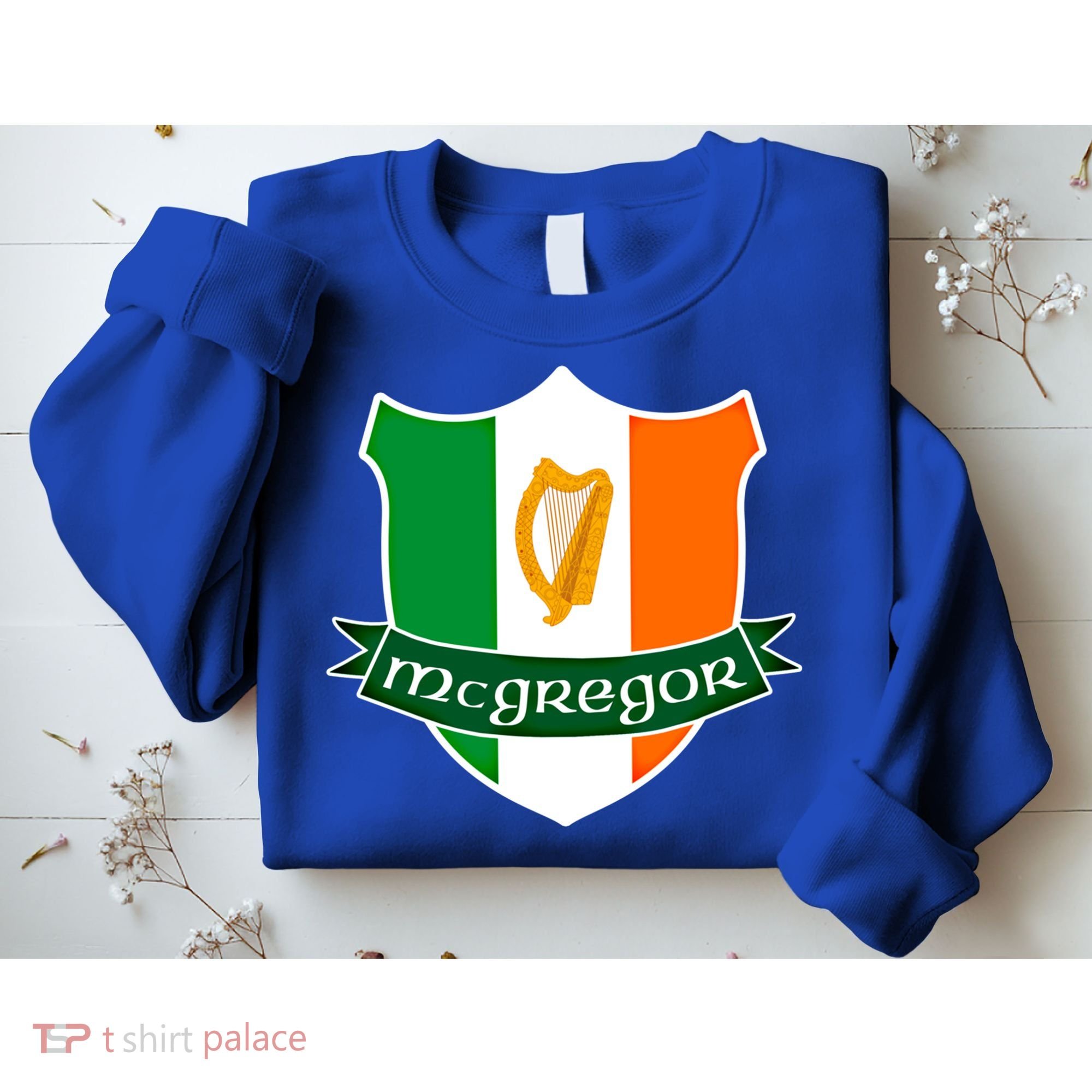 Mcgregor Name Irish Gift Irish Flag Harp Crest Sweatshirt
