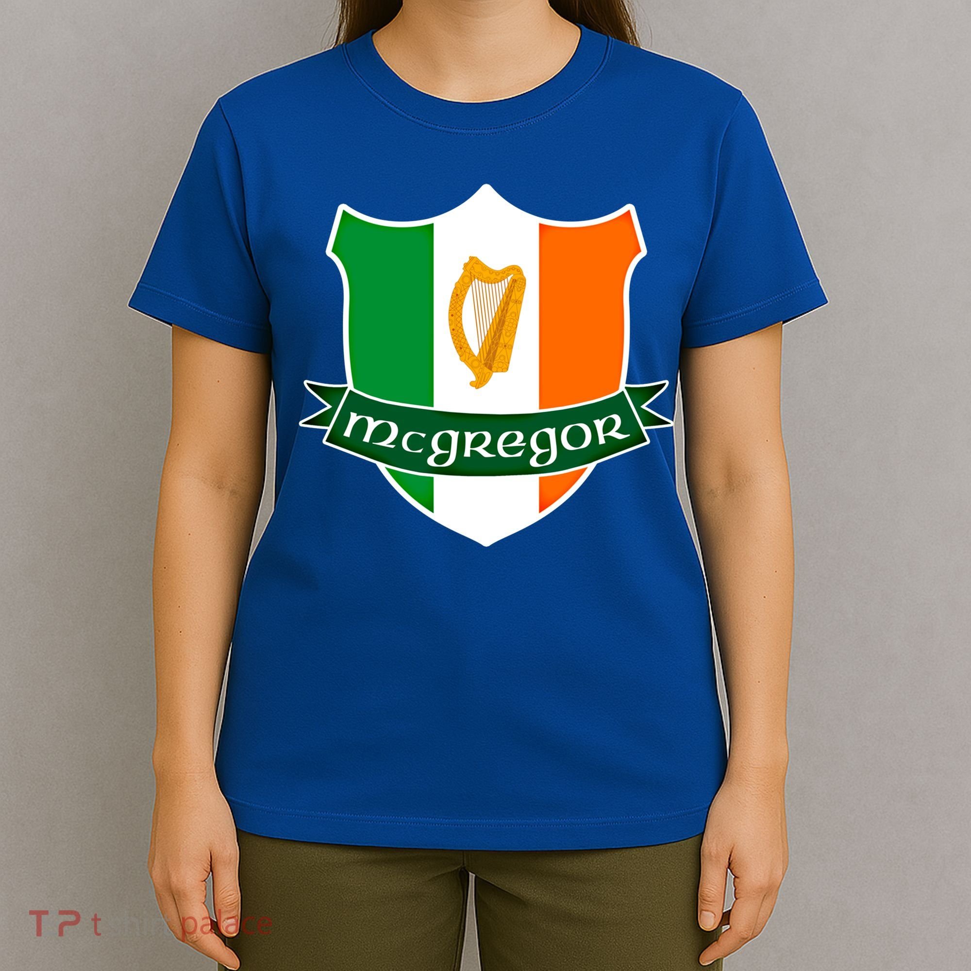 Mcgregor Name Irish Gift Irish Flag Harp Crest T-Shirt