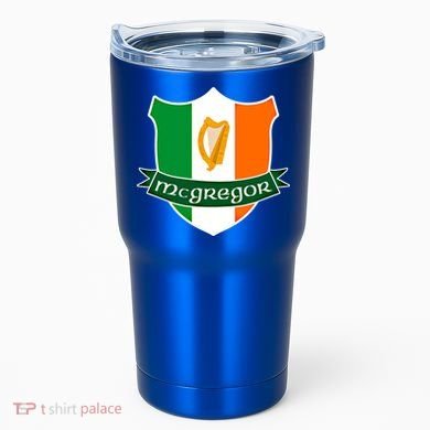 Mcgregor Name Irish Gift Irish Flag Harp Crest Tumbler