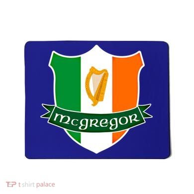 Mcgregor Name Irish Gift Irish Flag Harp Crest Mousepad