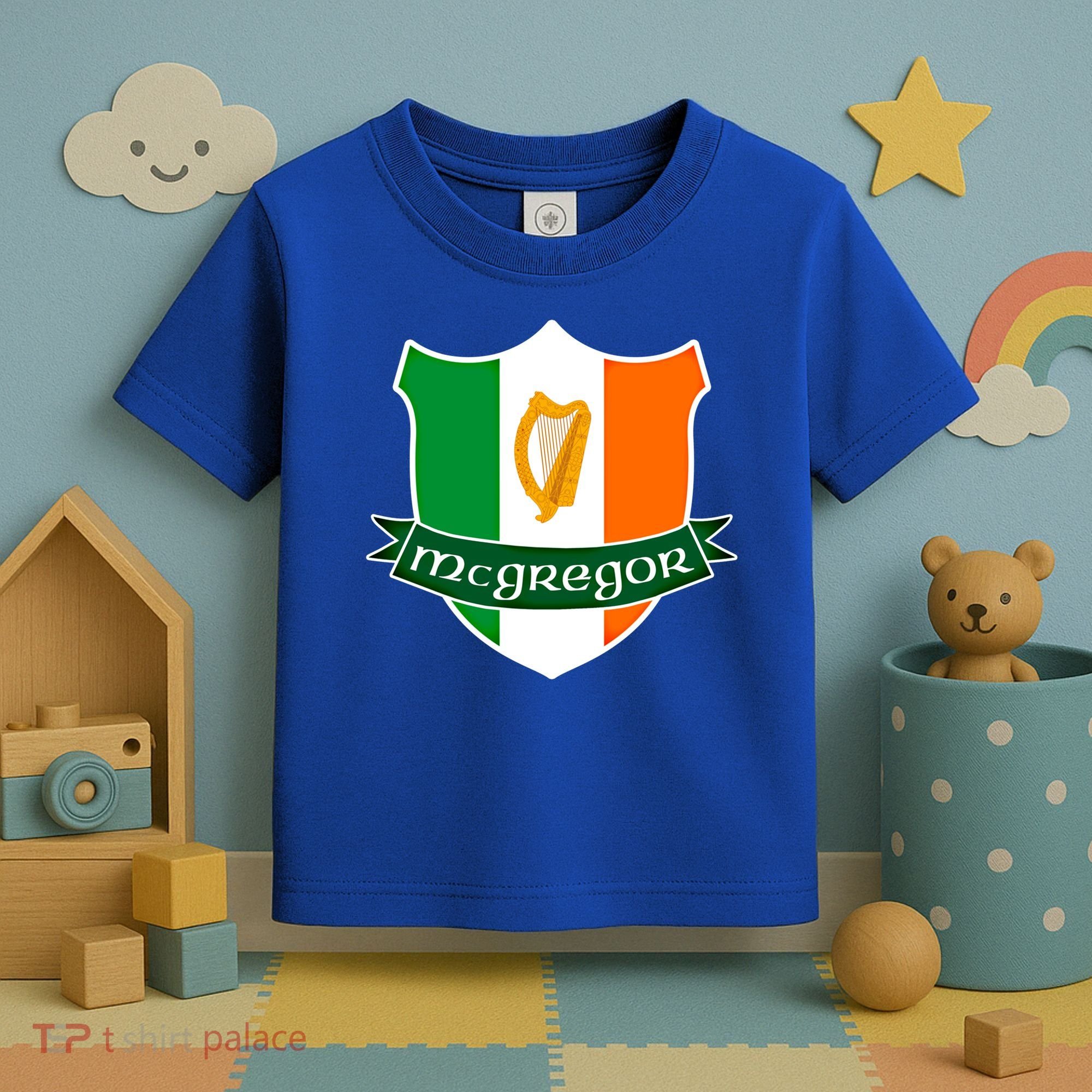 Mcgregor Name Irish Gift Irish Flag Harp Crest Toddler T-Shirt