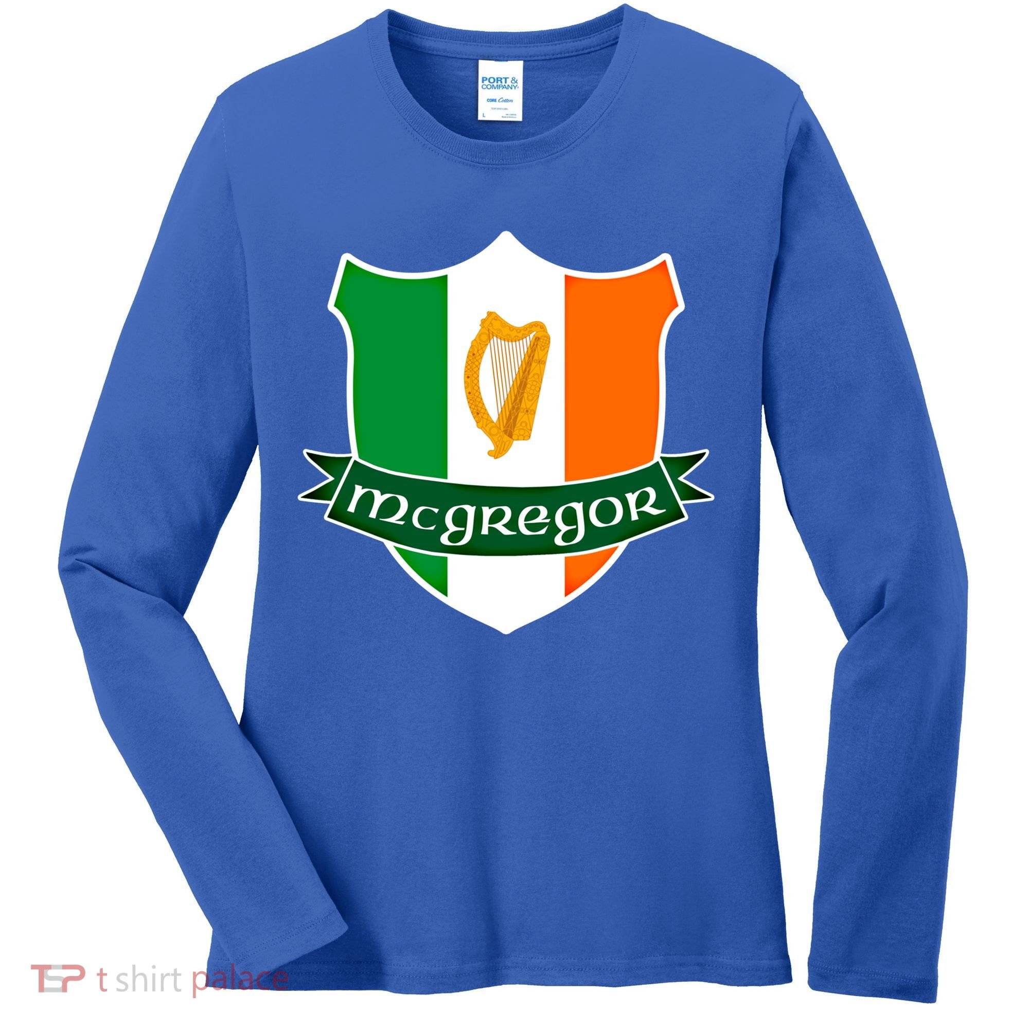 Mcgregor Name Irish Gift Irish Flag Harp Crest Women's Long Sleeve Shirt