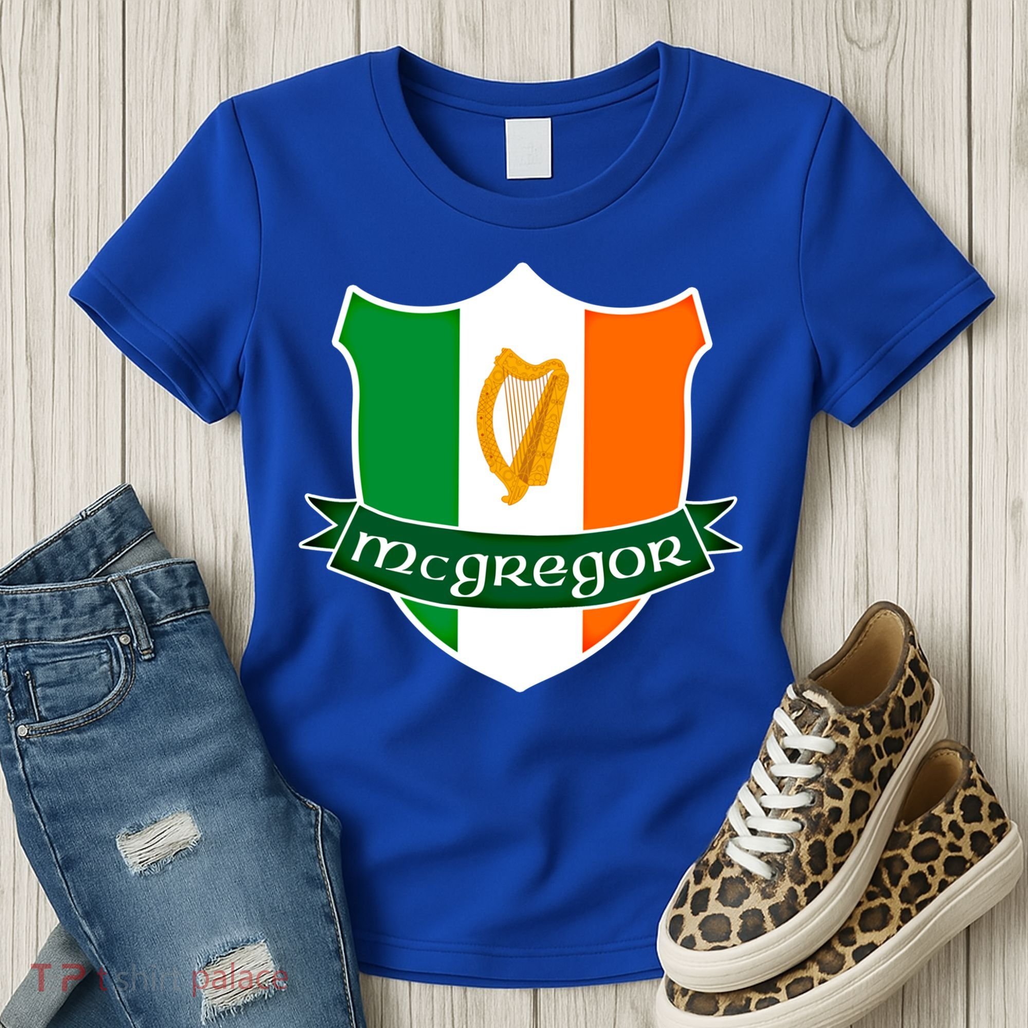 Mcgregor Name Irish Gift Irish Flag Harp Crest Women's T-Shirt