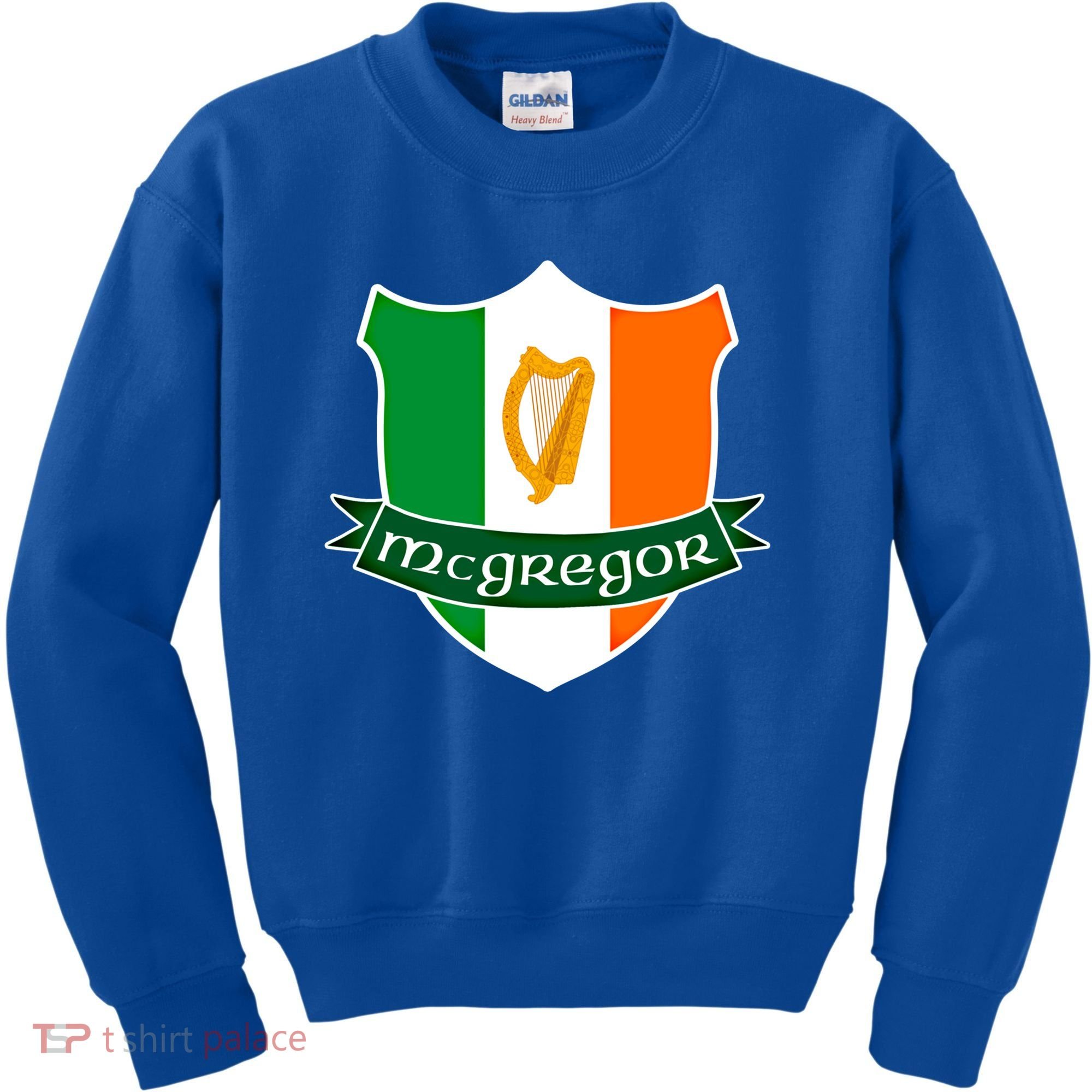 Mcgregor Name Irish Gift Irish Flag Harp Crest Kids Sweatshirt