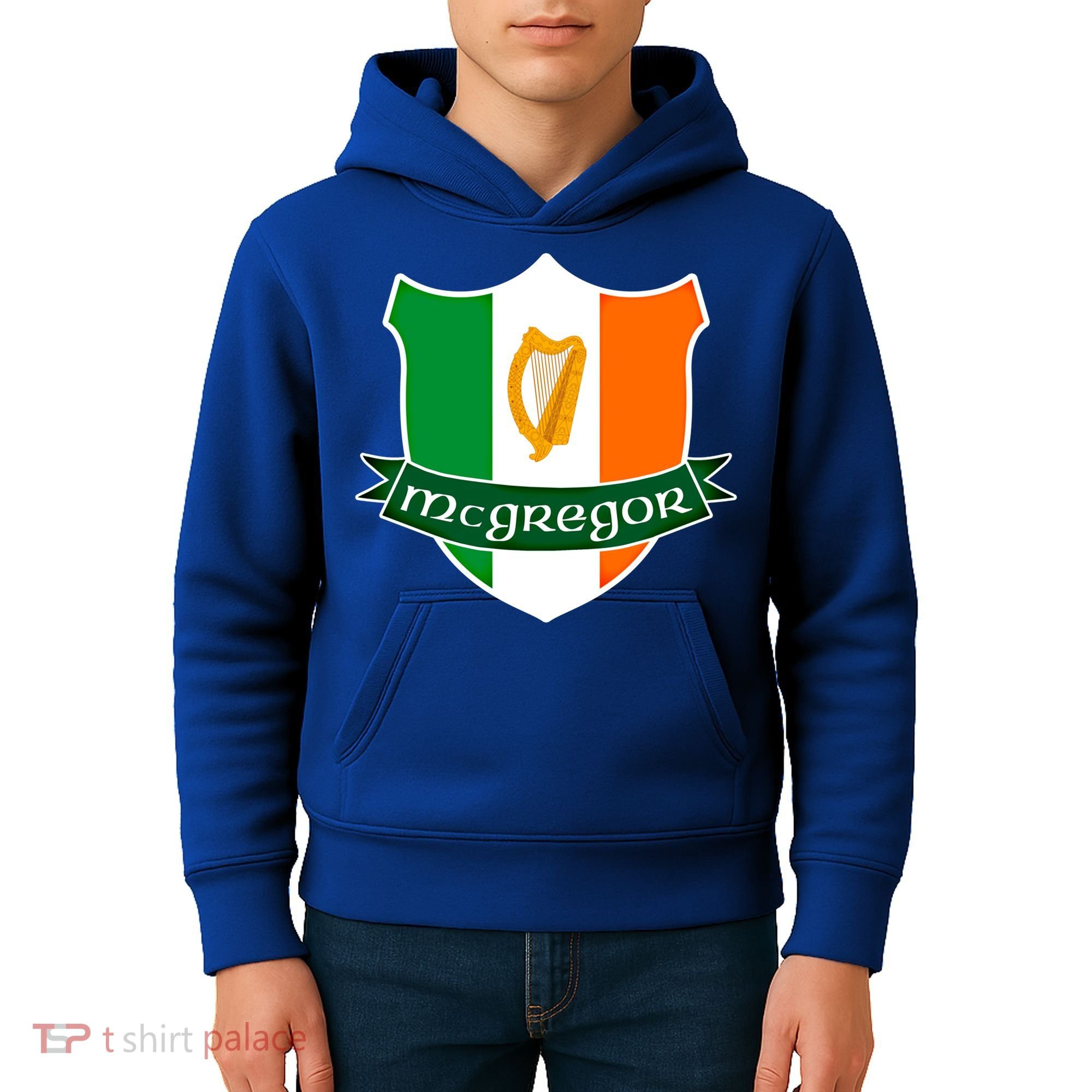 Mcgregor Name Irish Gift Irish Flag Harp Crest Kids Hoodie