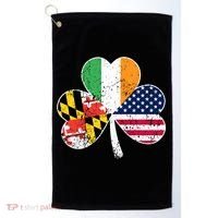 Maryland Native Irish American Flag Shamrock St Patricks Day Cute Gift Golf Towel thumb 0