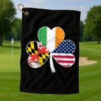 Maryland Native Irish American Flag Shamrock St Patricks Day Cute Gift Golf Towel thumb 1