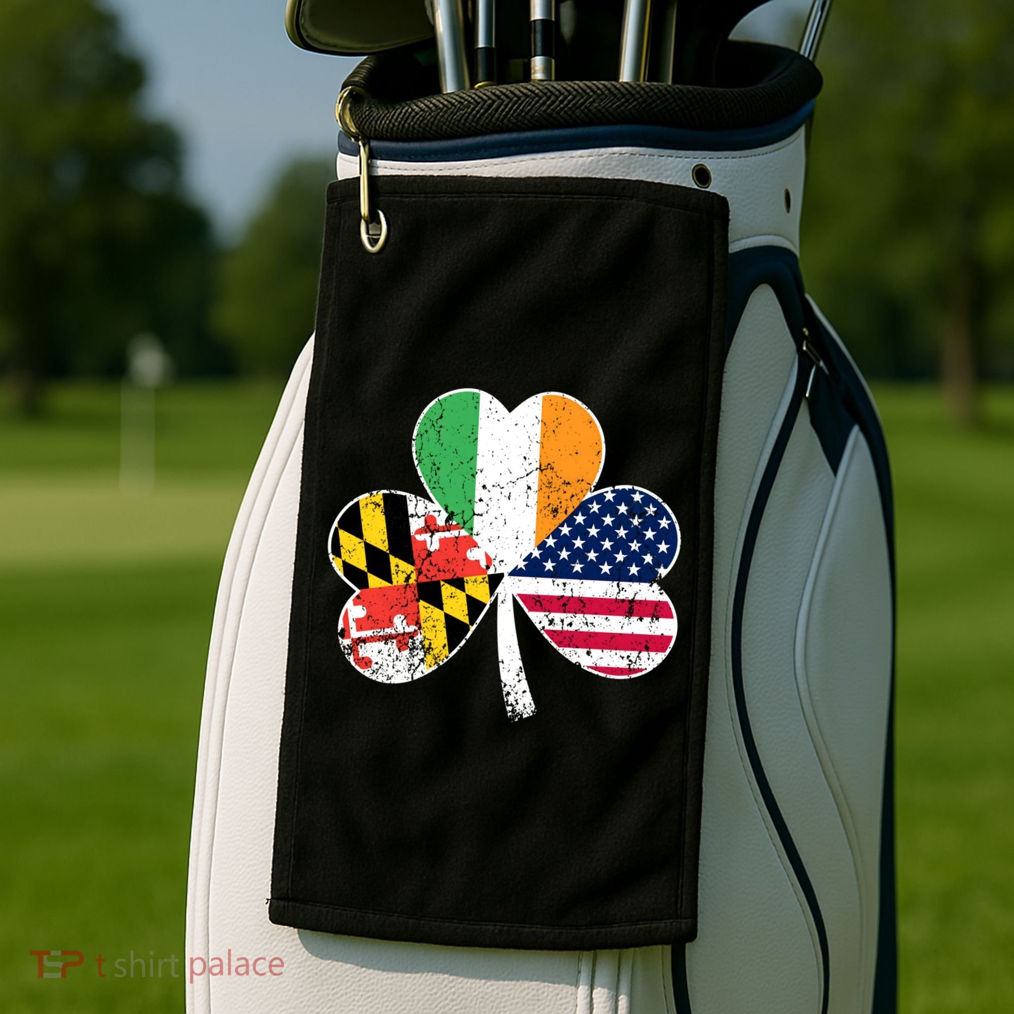 Maryland Native Irish American Flag Shamrock St Patricks Day Cute Gift Golf Towel