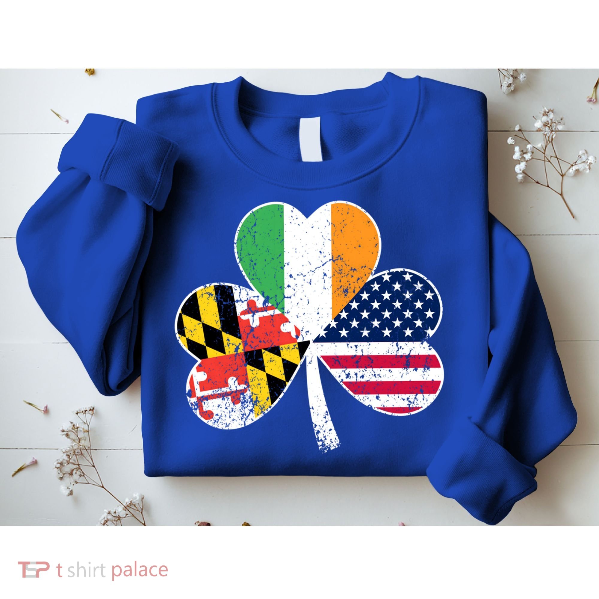Maryland Native Irish American Flag Shamrock St Patricks Day Cute Gift Sweatshirt