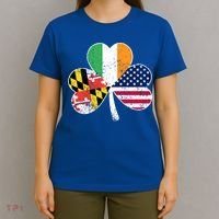 Maryland Native Irish American Flag Shamrock St Patricks Day Cute Gift T-Shirt thumb 4