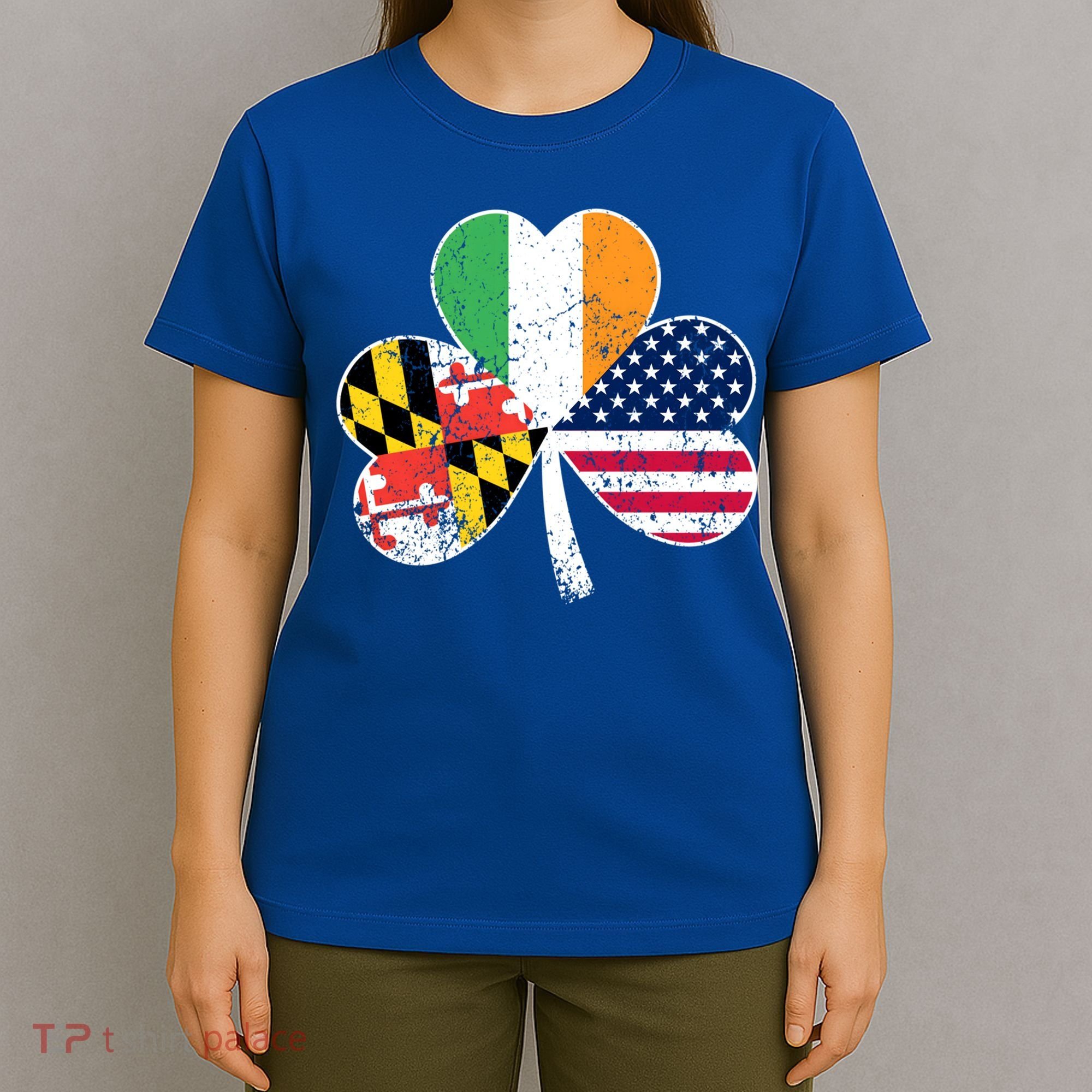 Maryland Native Irish American Flag Shamrock St Patricks Day Cute Gift T-Shirt