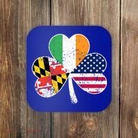 Maryland Native Irish American Flag Shamrock St Patricks Day Cute Gift Coaster thumb 0
